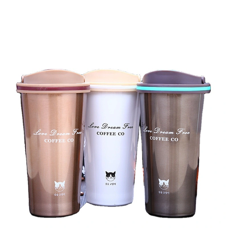 double wall insulated water bottle coffee cup with lid  304 stainless steel vacuum tumbler