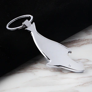 Wholesale fashion Custom Logo Promotion Gift Metal Keychain Dolphin Shape Bottle Opener Keychain