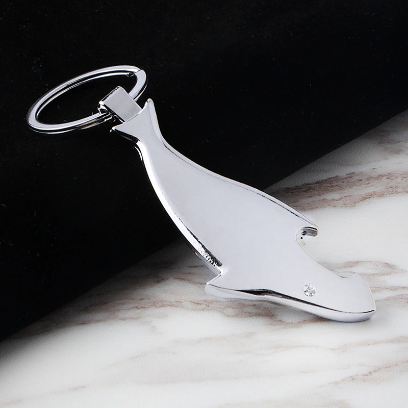 Wholesale fashion Custom Logo Promotion Gift Metal Keychain Dolphin Shape Bottle Opener Keychain