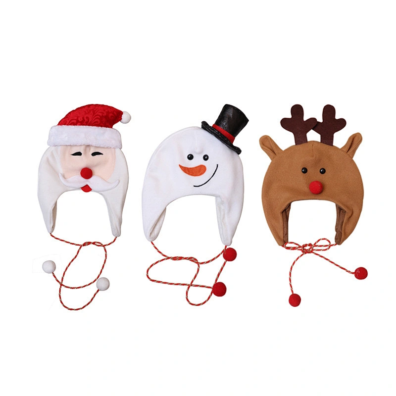 Christmas tree hats decorated adult children's hats children's drawstring cartoon Snowman moose Santa hat