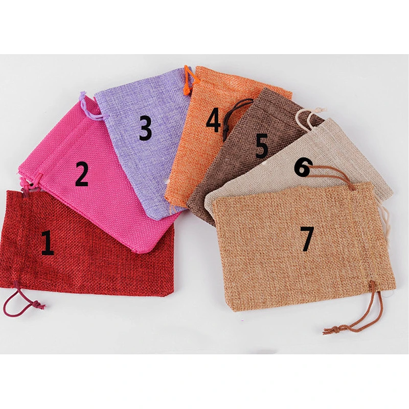 Custom cotton linen bundle pocket size LOGO customized fashion simple daily necessities bags drawstring bag