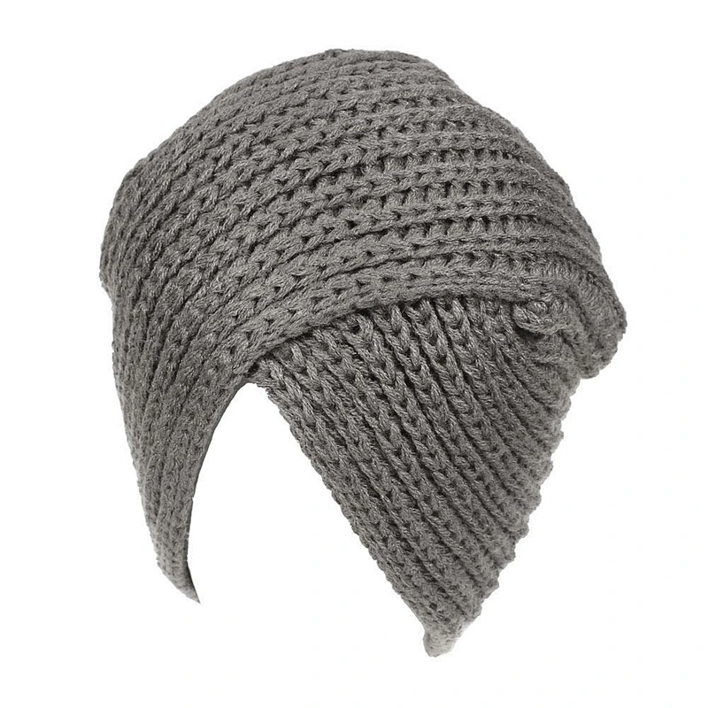 High Quality Vintage Fashion Winter Warm Soft Knit hat Beanie Cross  knit hat Lady knitted warm hat