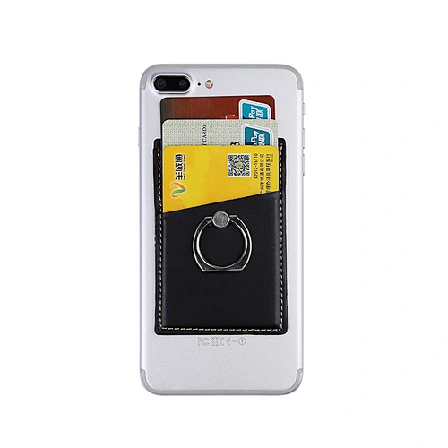 Self adhesive credit card holder Cell Phone Finger Ring Holder Smartphone Rotation Mobile card Ring Holder Pu  Fashion Custom
