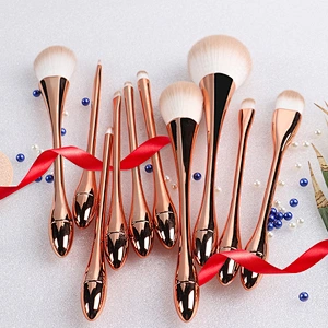 Portable Hot sale custom logo professional makeup pink brush set 10 piece packaging bag makeup beauty brushes