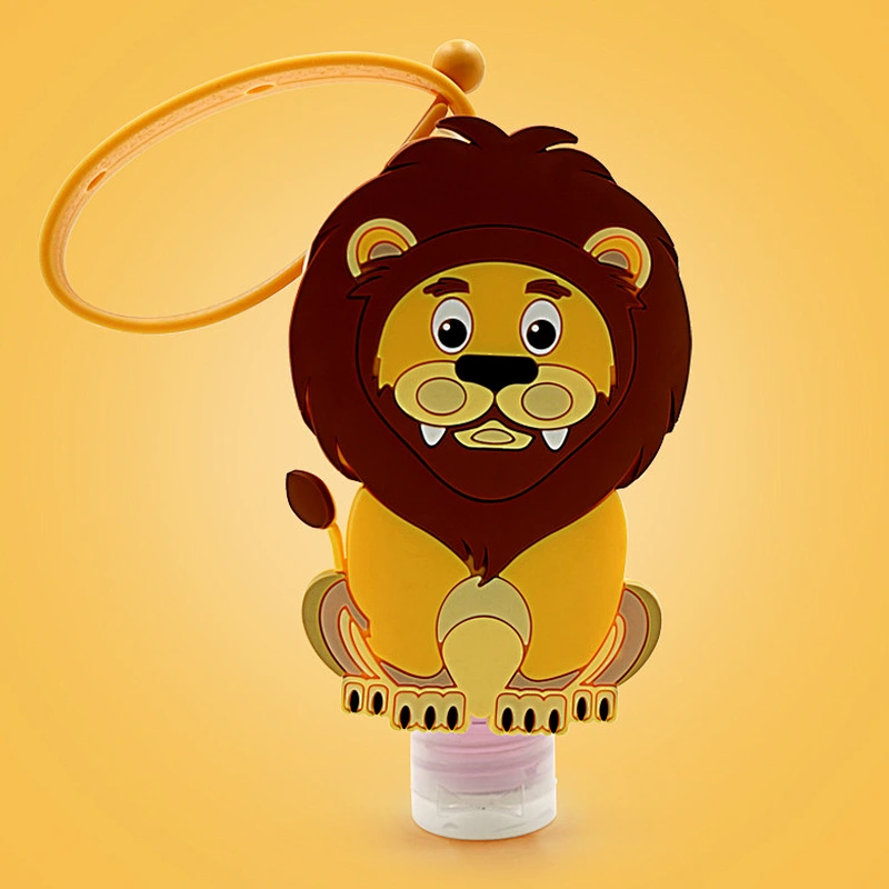 3D Key chain lanyard carton portable silicone 30ml bottle holder hand sanitizer gel silicone gel case holder