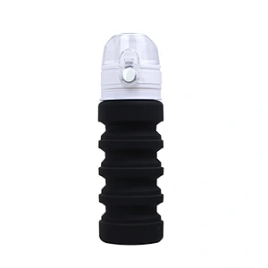 Promotional 500ml foldable bottle Food grade BPA free for travel gym camping hiking portable Leak Proof siliocne water bottle