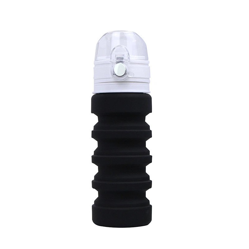 Promotional 500ml foldable bottle Food grade BPA free for travel gym camping hiking portable Leak Proof siliocne water bottle