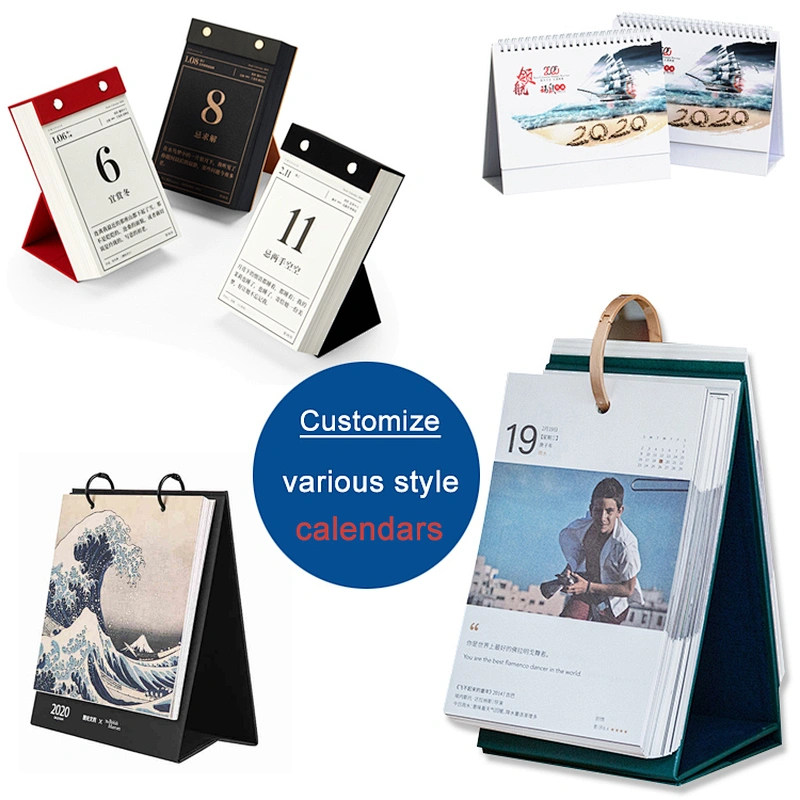Design logo  table calendar office desktop printing small calendar with packaging box Company CUSTOM promotion gift calendar