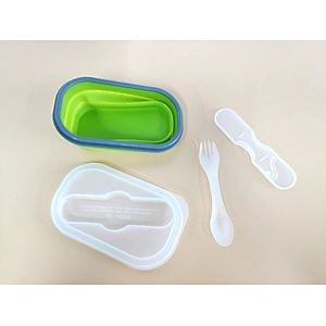 Hot Selling Food Grade BPA Free Single Cup Silicone Food Storage Container Collapsible Plastic  Spoon Lunch Bento Box