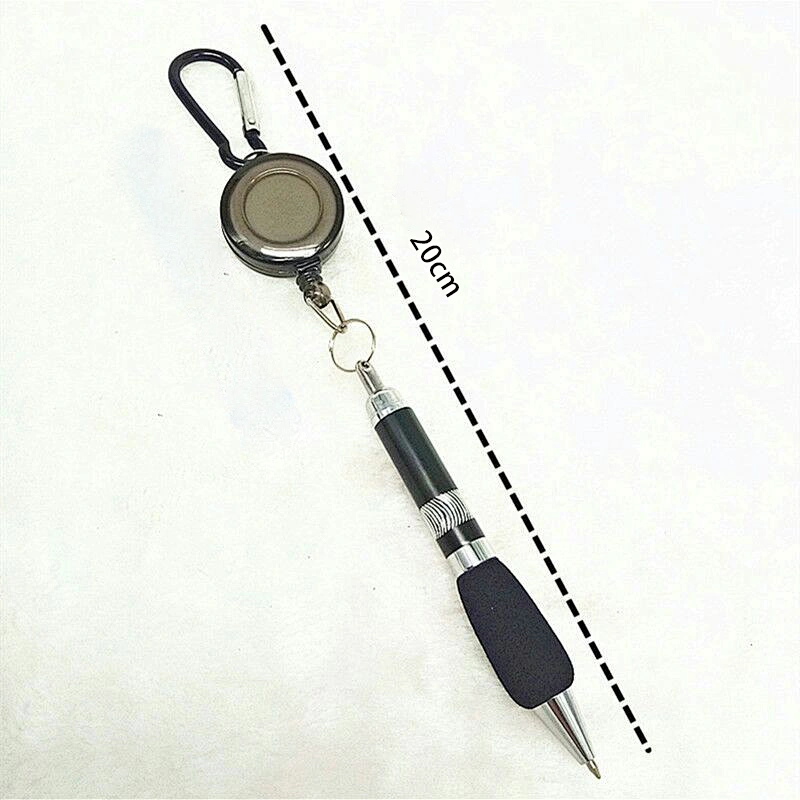 Promotional Gift custom logo outside retractable reel ballpoint pen with Carabiner clip Key chains