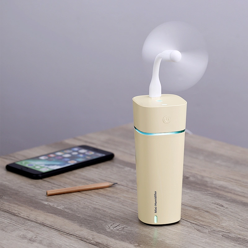 Newly design Rechargeable USB Wireless  led fan  mini air humidifier For Car Air Humidifiers
