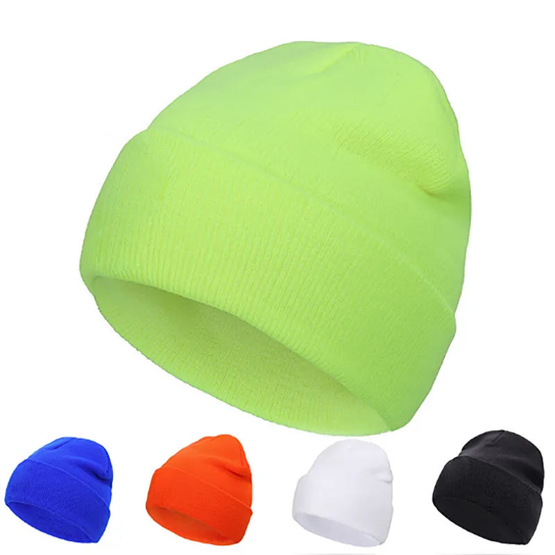 100% Acrylic knitting beanie embroidery winter hat custom logo OEM brand promotional items