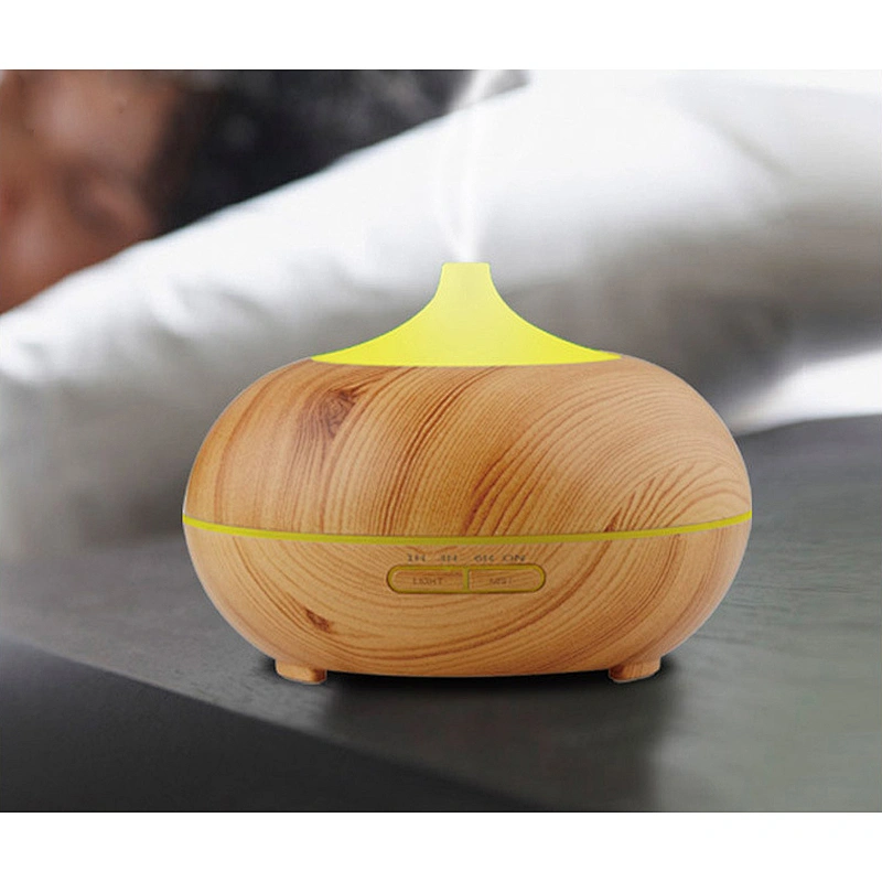 Custom logo mute design essential oil  wood grain aromatherapy diffuser LED 150ml Romantic Night Light ultrasonic diffusers