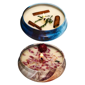 High quality Luxury Nature vegetable wax Custom Handmade Dry Flower gift Decorative aroma Candles