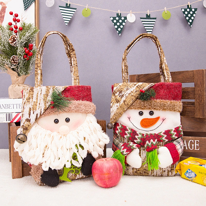 High quality custom Polyester Eco-friendly creative Christmas decoration small gift candy handbags