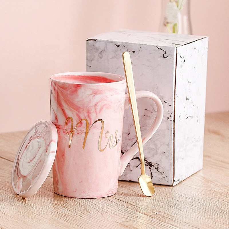 Creative Nordic ceramic large capacity mug with lid spoon coffee mug personality custom design promotion Gifts mug