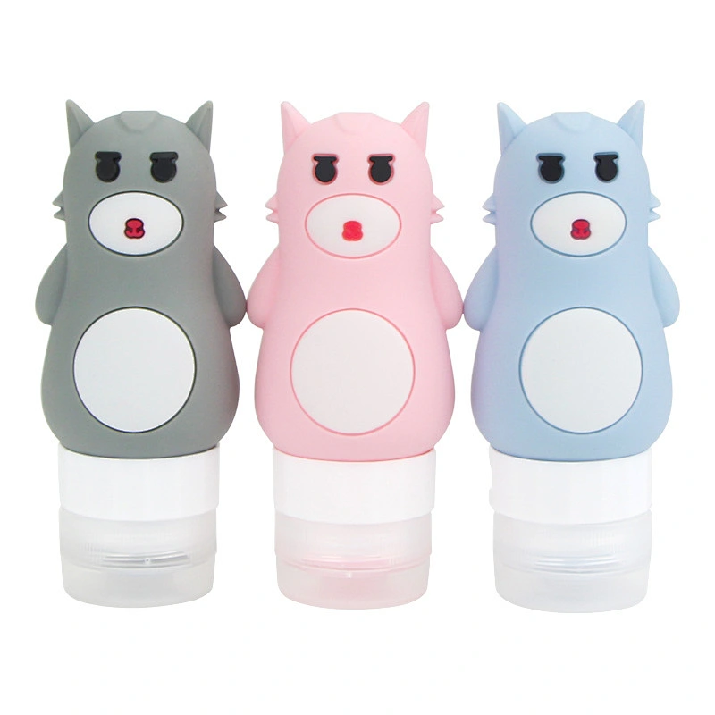 New 3D 80ml multi-color Cartoon outdoor portable soft silicone cosmetics lotions hand sanitizer split bottle