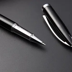 Luxury promotional custom logo ball pen with box metal gift black ball pen metal signature pen