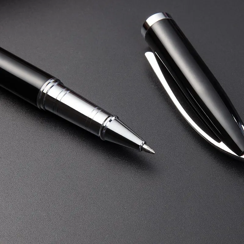 Luxury promotional custom logo ball pen with box metal gift black ball pen metal signature pen