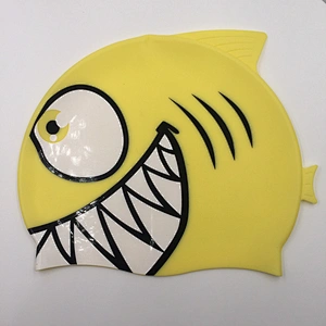 Promotional Gift Hot Sale Carton Silicon Child Diving Waterproof Swimming Cap Fish Shark Pattern Swimming Hat
