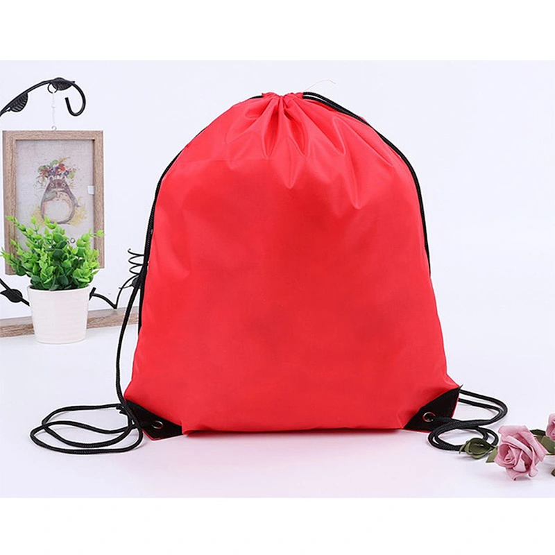 Polyester string bag customized waterproof drawstring backpack customized LOGO rope handle shoulder bag