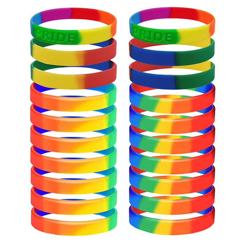High Quality personalized Mixed Colours  Rainbow Pride Silicone Bracelet LCBT Friendship Band Silicone Wristband