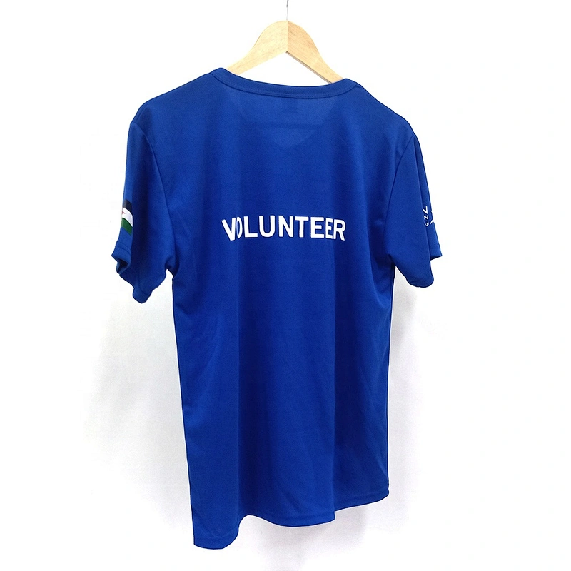 Custom OEM logo Quick Drying Polyester T shirts for Sublimation Print Logo V-neck sport promotion T shirts