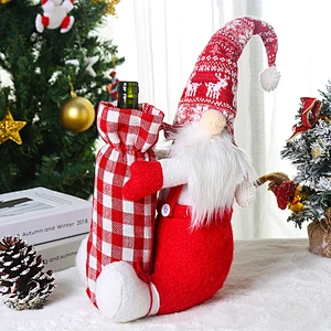 Faceless doll red wine bottle set with Santa Claus wine bag Restaurant festive decorations