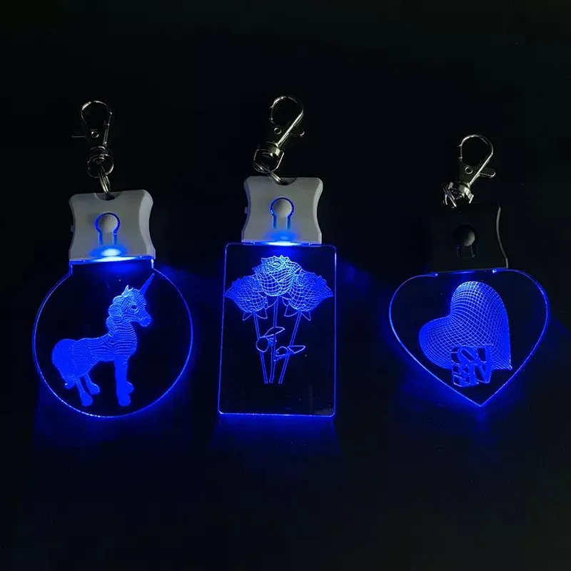 Fashion high-quality Promotion Gift custom logo Crystal LED  Key chains Wedding Gift