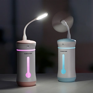 Promotional Gift USB Office Essential Oil Diffuser With Mini Fan LED Lamp Air Humidifier