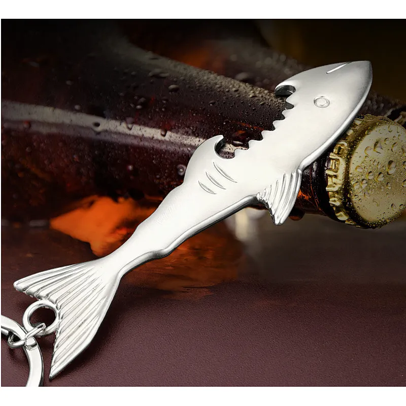 Hot Sale Multi-functional Mini Shark Shaped Metal Key Chain Promotional Gift Bottle Opener Key Chains
