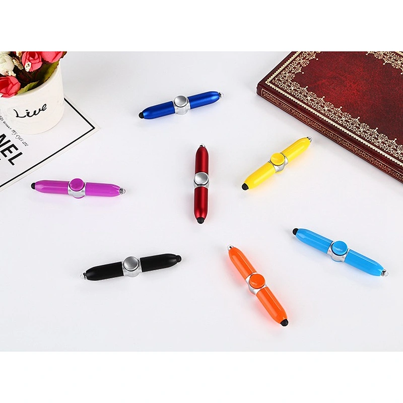 Metal neutral pen office supplies fashion rotating gyro pen LED lamp pen custom LOGO