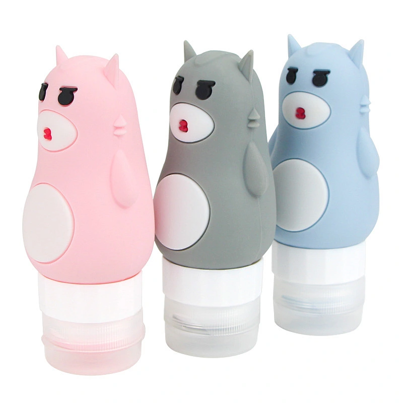 New 3D 80ml multi-color Cartoon outdoor portable soft silicone cosmetics lotions hand sanitizer split bottle