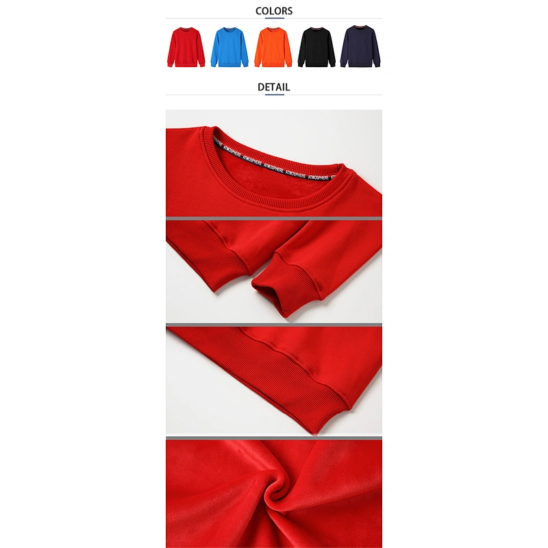 Wholesale fashion spring autumn 100% cotton round neck casual long sleeve sweater Adults unisex for customized logo