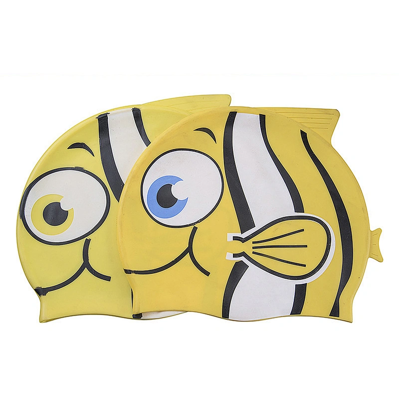 Promotional Gift Hot Sale Carton Silicon Child Diving Waterproof Swimming Cap Fish Shark Pattern Swimming Hat