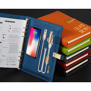 Hot sale  luxury business office gift notebook with pen powerbank USB cable and card holder