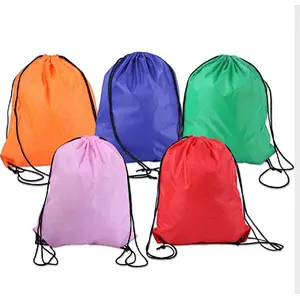 Polyester string bag customized waterproof drawstring backpack customized LOGO rope handle shoulder bag