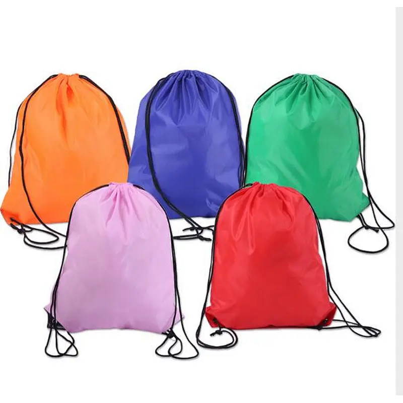 Polyester string bag customized waterproof drawstring backpack customized LOGO rope handle shoulder bag
