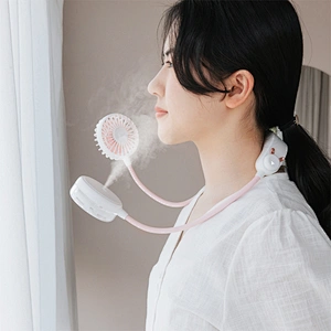 2020 hot sale Rechargeable Battery Operated Neck Fan Portable Fan ,Hand Free Small  With Humidifier  fan