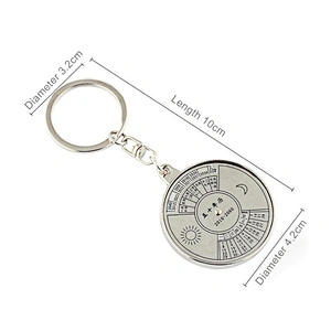 High quality hot selling custom  round metal souvenir perpetual calendar promotion keychain