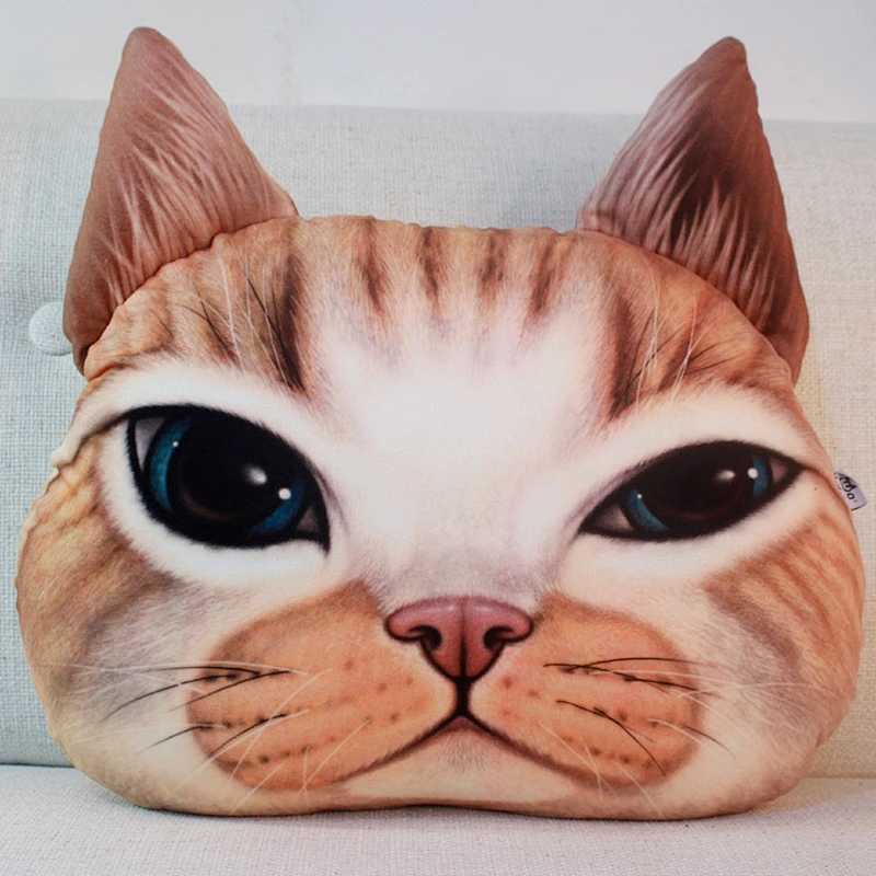 Decorative throw pillow and rug 3D cat face sofa cushion  cute car cat pillow sofa cushion plush toy custom printed pillow