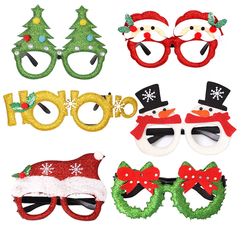 Custom Wholesale decoration  christmas glasses cute santa christmas glasses christmas gifts