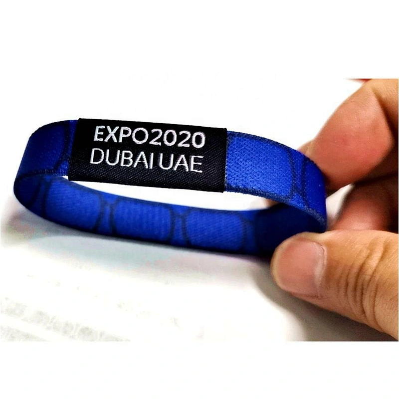 Wholesale custom sport sublimation 2020 Expo Dubai adjustable fabric  rfid wristband