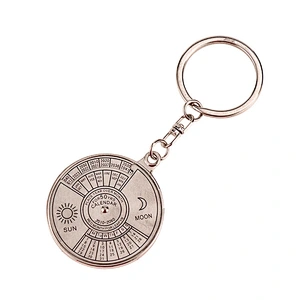 High quality hot selling custom  round metal souvenir perpetual calendar promotion keychain