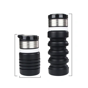 Promotional Gift Hote Sale Outdoor Food Grade Collapsible Silicone  13oz BPA free foldable  Water Bottle