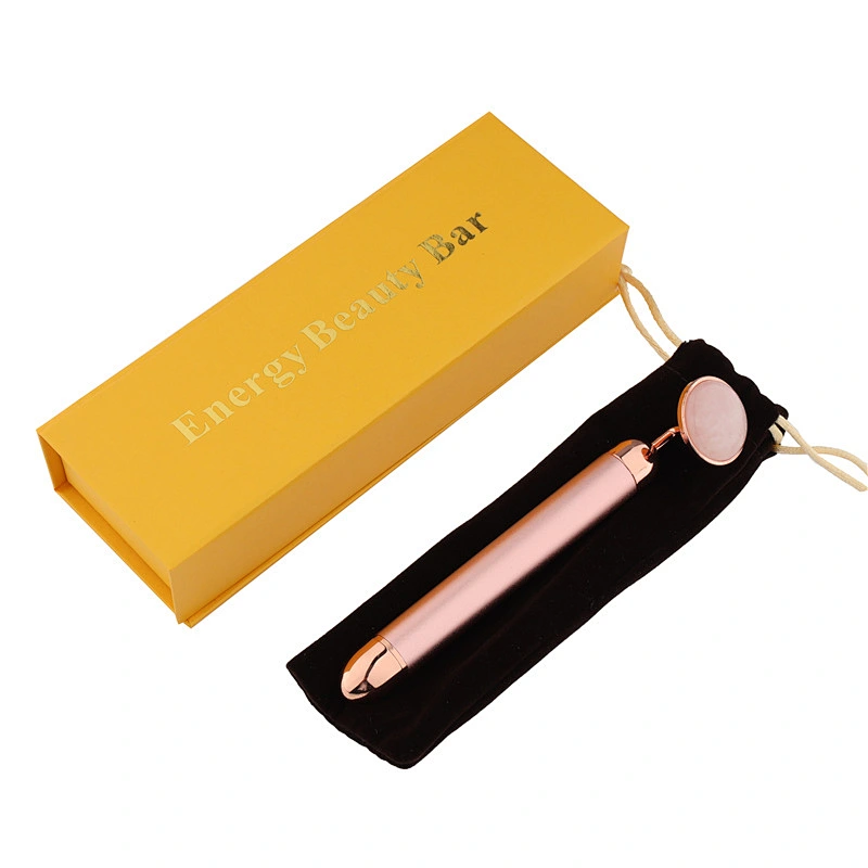 High Quality Custom Electric 24K gold Natural Jade stone Face Massage Roller Facial  Massage Skin Care
