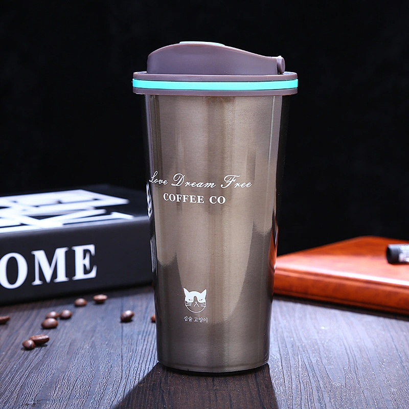 double wall insulated water bottle coffee cup with lid  304 stainless steel vacuum tumbler