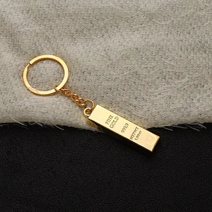 Custom promotion gift Fashion high quality metal Novelty 3D golden bar shaped key chain