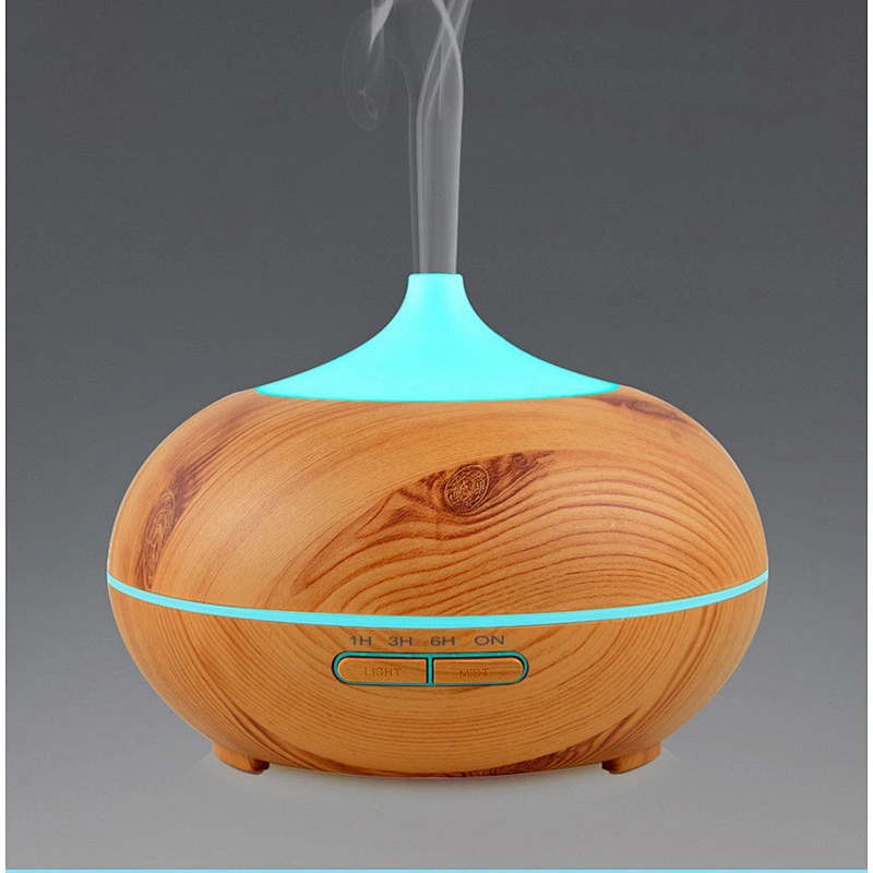 Custom logo mute design essential oil  wood grain aromatherapy diffuser LED 150ml Romantic Night Light ultrasonic diffusers