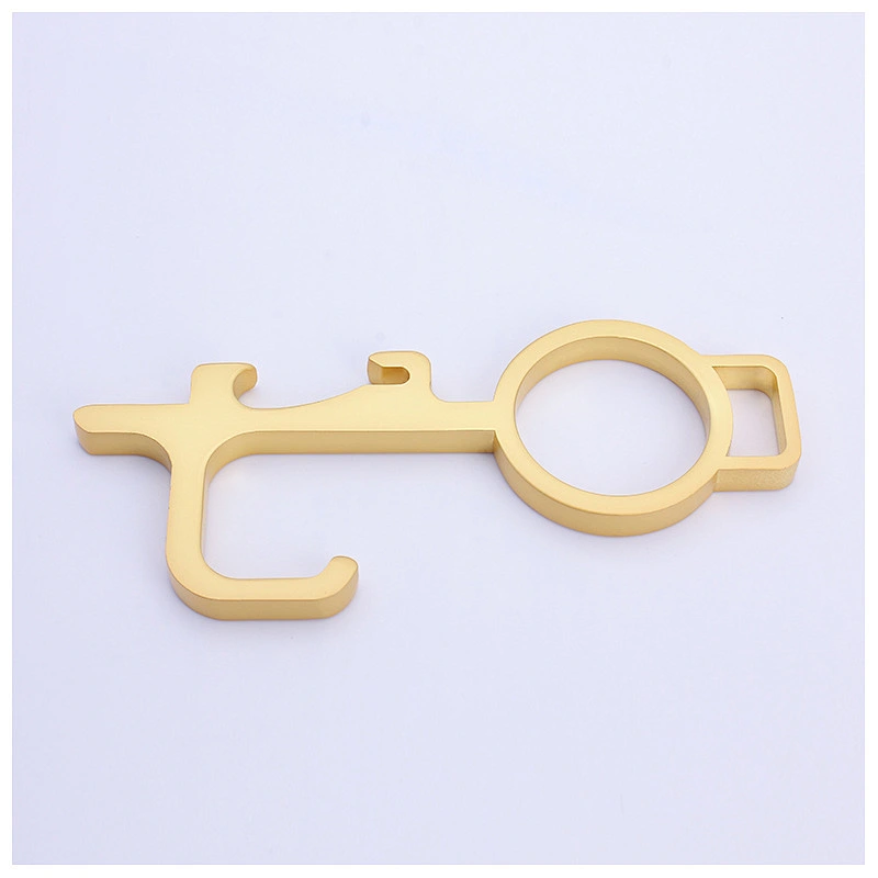 Custom Multi-functions Beer bottle opener  door opener hook keychain hygiene keychain key no touch door opener